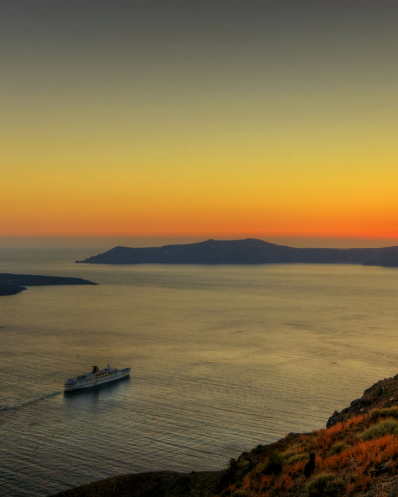 Islands fading into haze off the north-east coast of Crete